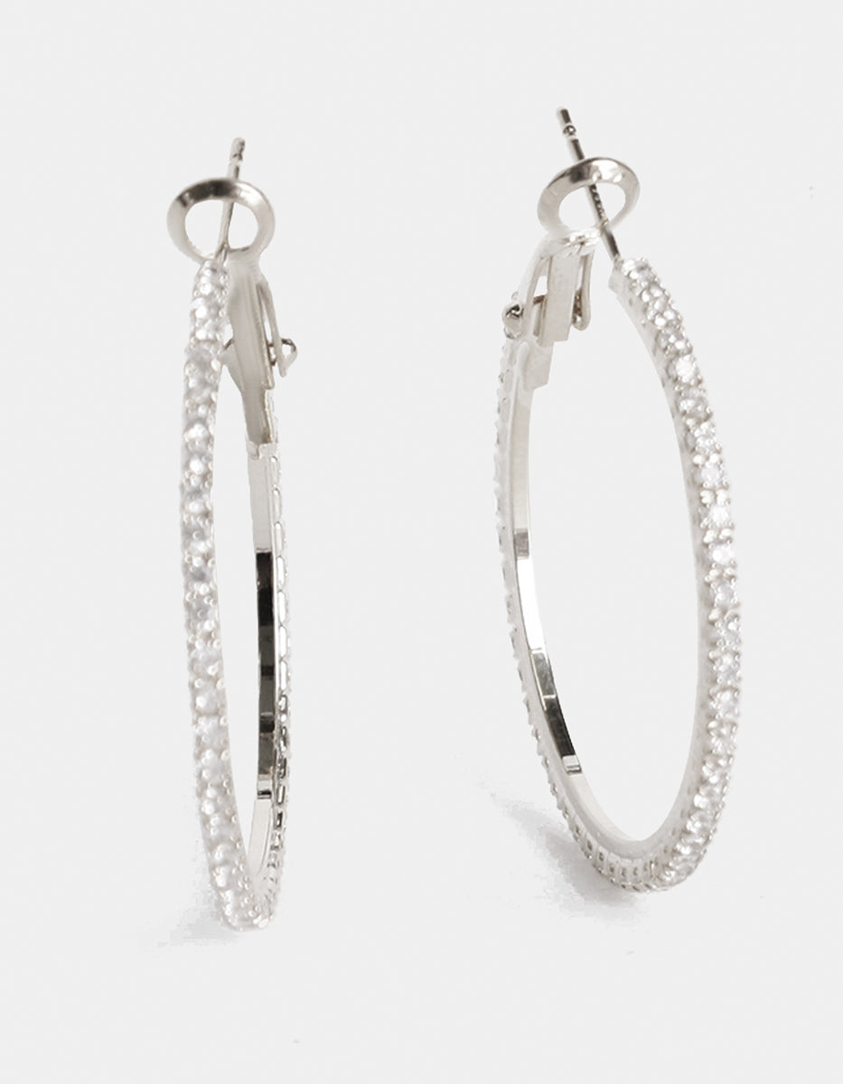 Aros con topacios blancos redondos grandes Festive Style