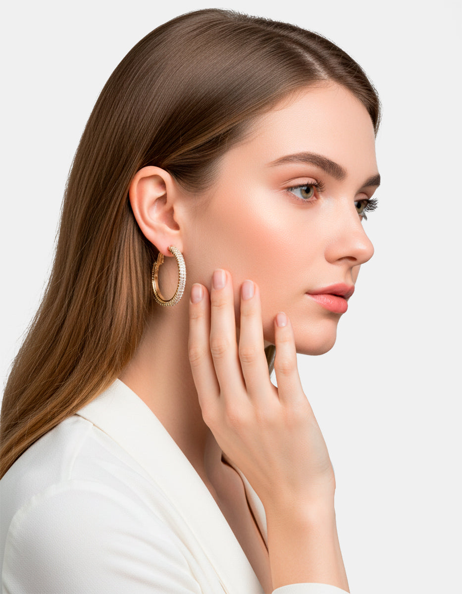 Aros mini con topacios blancos rectangulares Festive Style