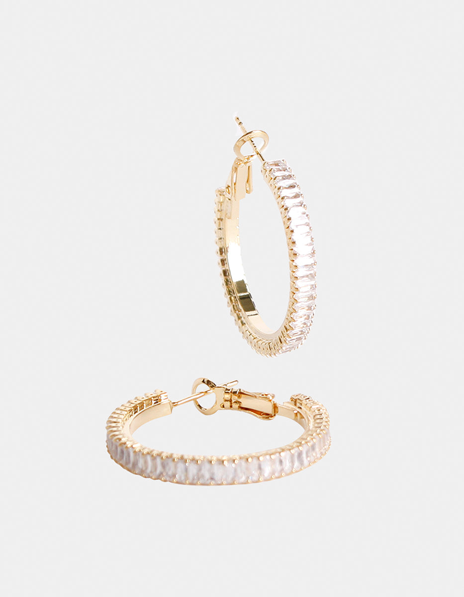 Aros mini con topacios blancos rectangulares Festive Style