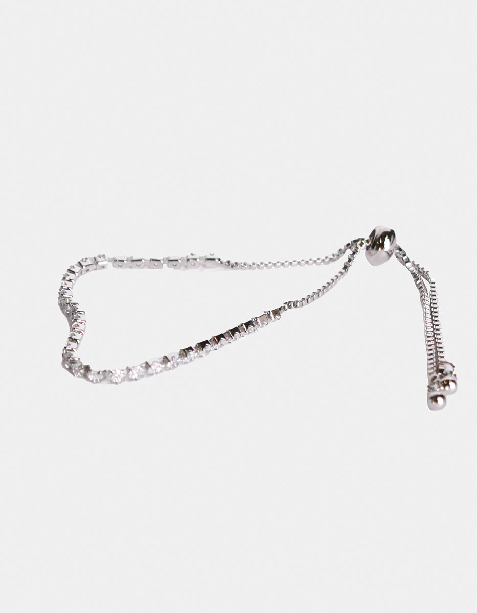 Pulsera ajustable con topacios blancos en forma de rombo Festive Style