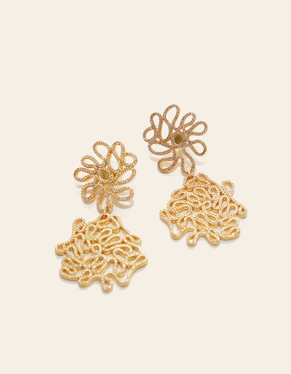 Arete candelabro doble circulo & 1500 topacios blancos montados corte diamante Infinito Elite