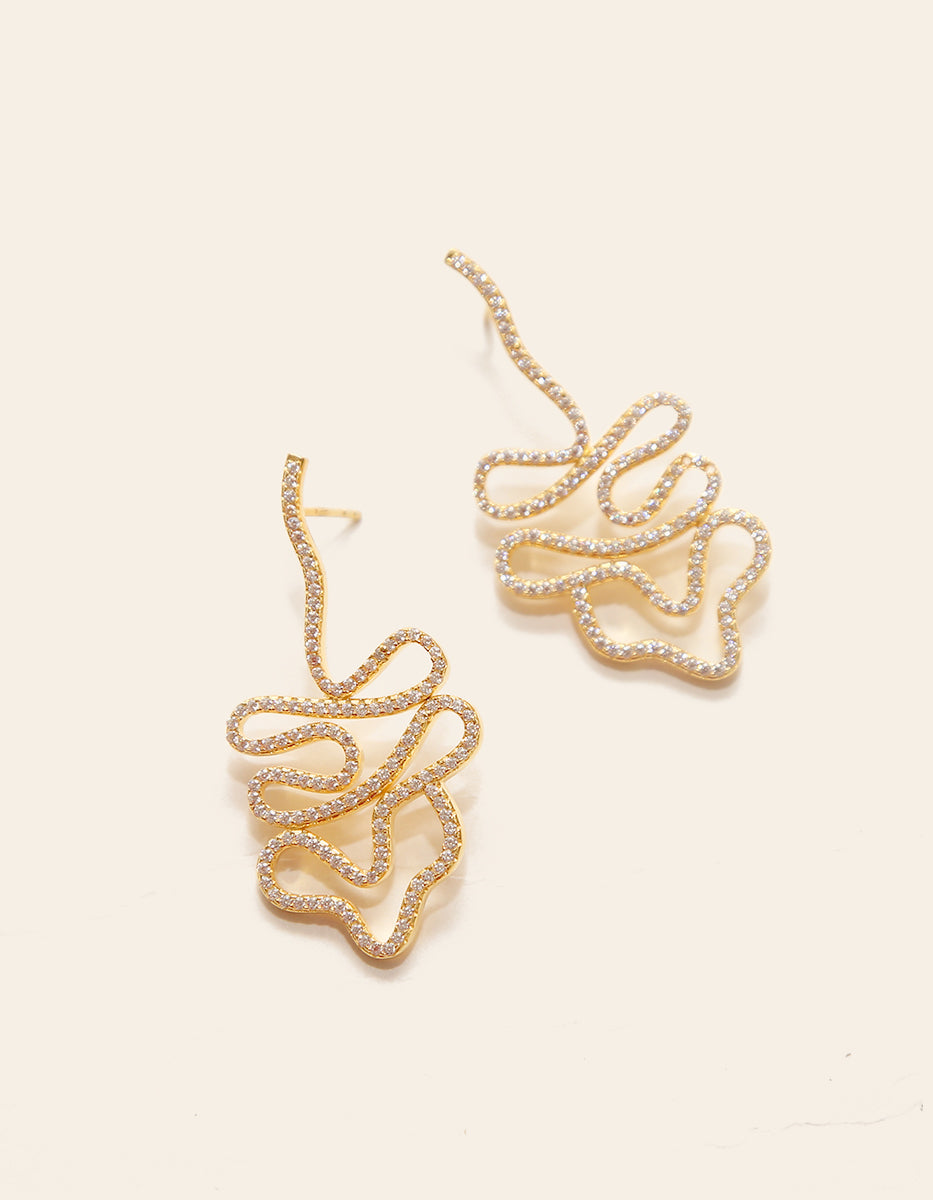 Arete pegado largo & 272 topacios blancos montados corte diamante Infinito Elite