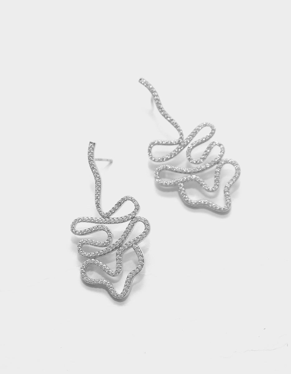 Arete pegado largo & 272 topacios blancos montados corte diamante Infinito Elite