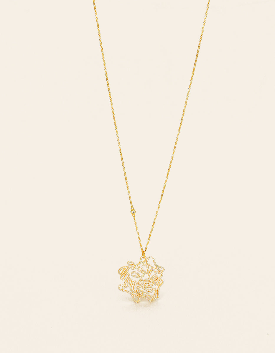 Cadena con dije redondo mediano & 400 topacios blancos montados corte diamante Infinito Elite