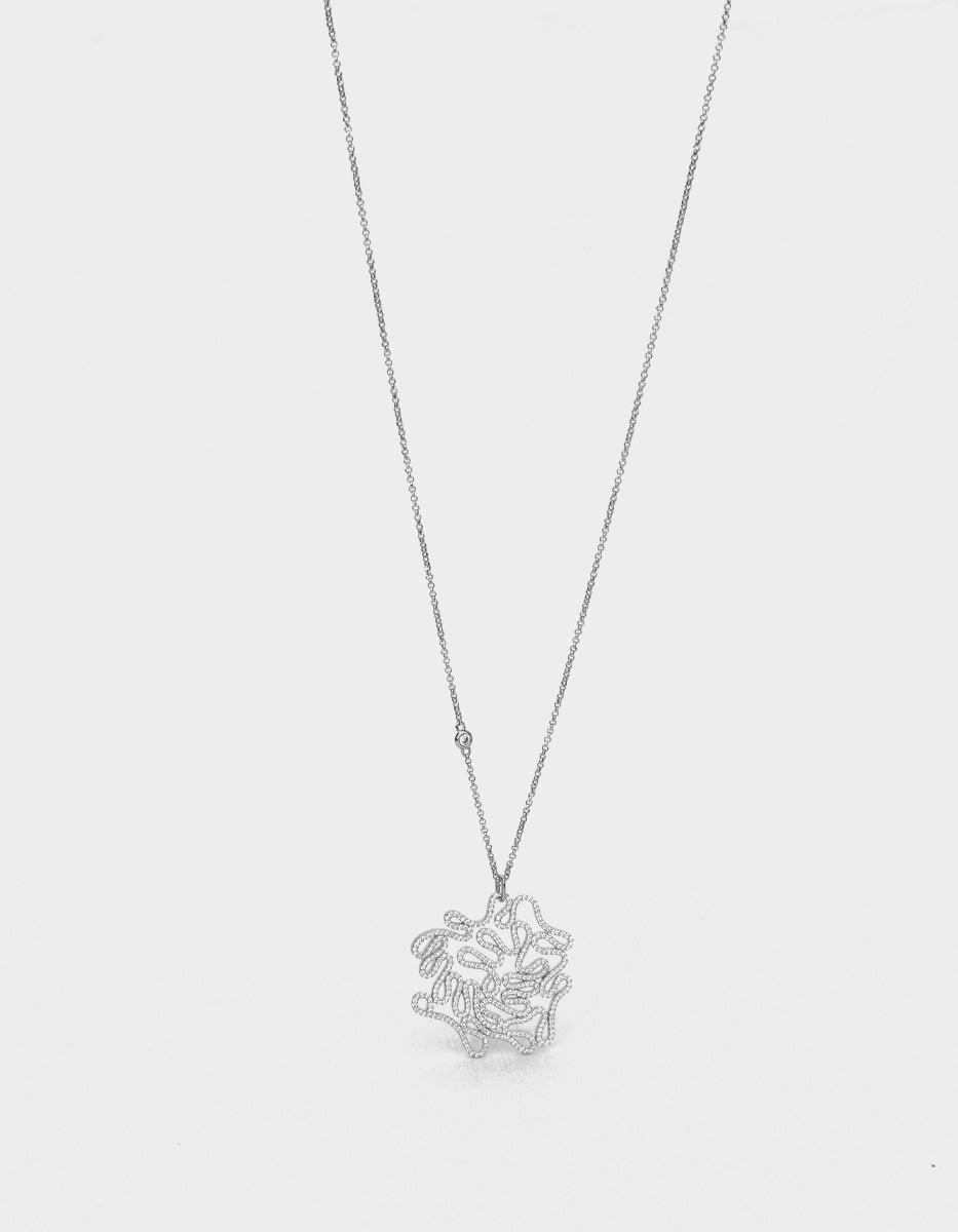 Cadena con dije redondo mediano & 400 topacios blancos montados corte diamante Infinito Elite