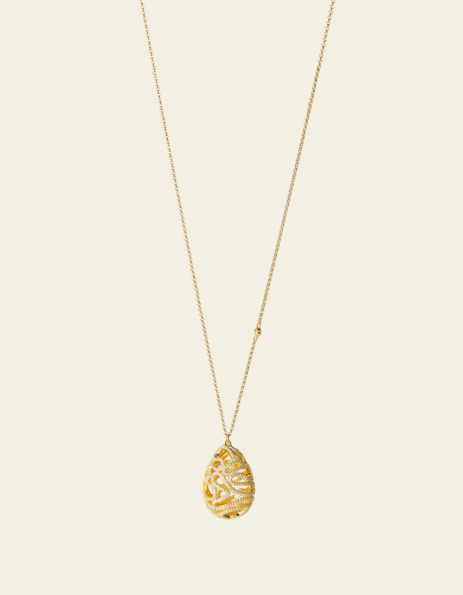 Cadena con dije de gota grande & 500 topacios blancos montados corte diamante Infinito Elite