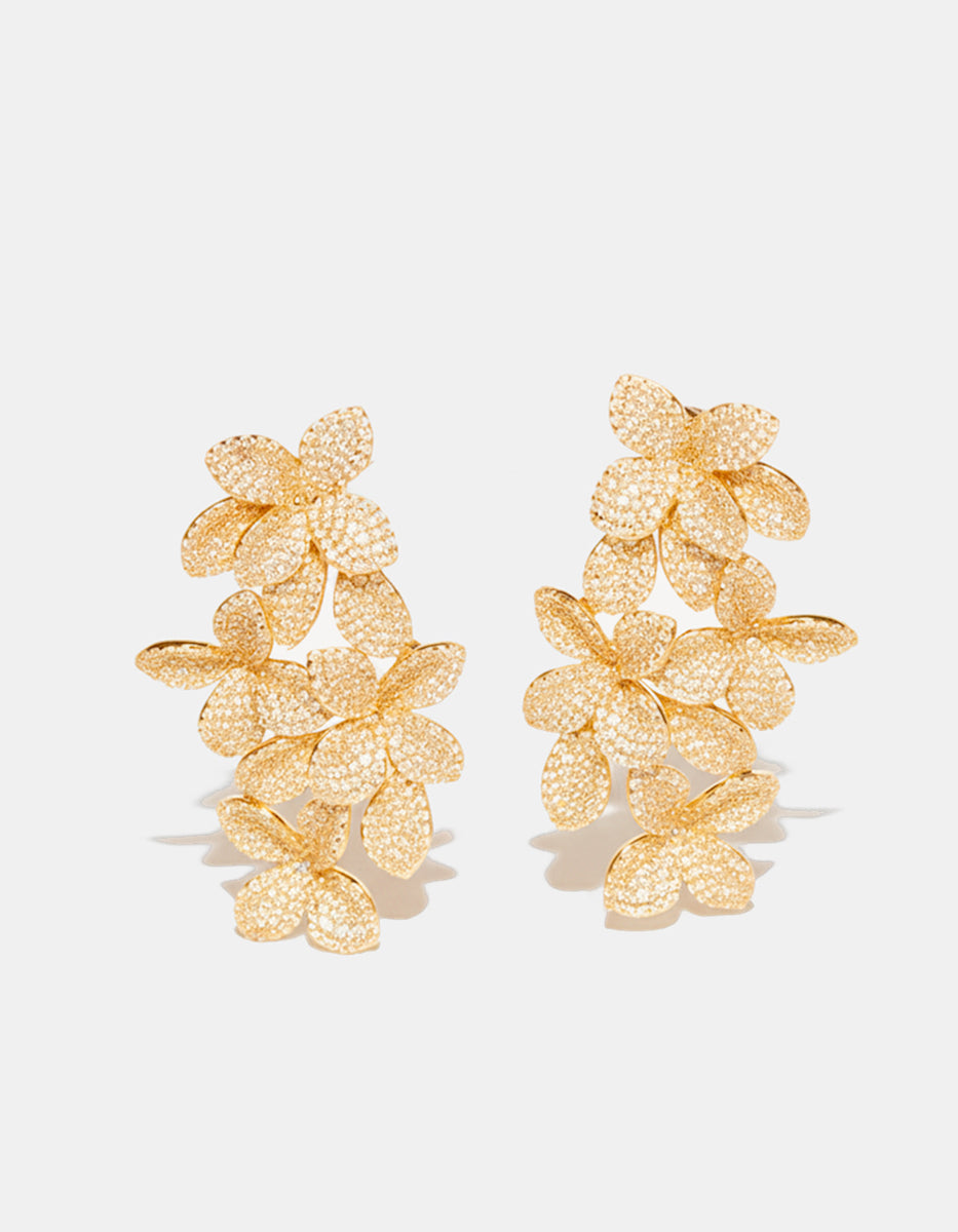 Pendientes elegante adornada con pavé de circonitas blancas Puresa