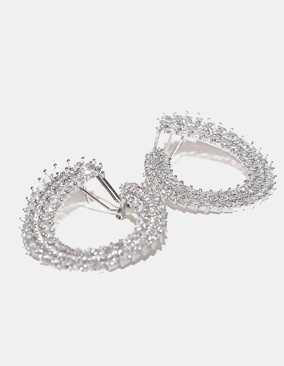 Pendientes en Plata 925 bañados en Rodio Blanco con Topacios Blancos Sublime