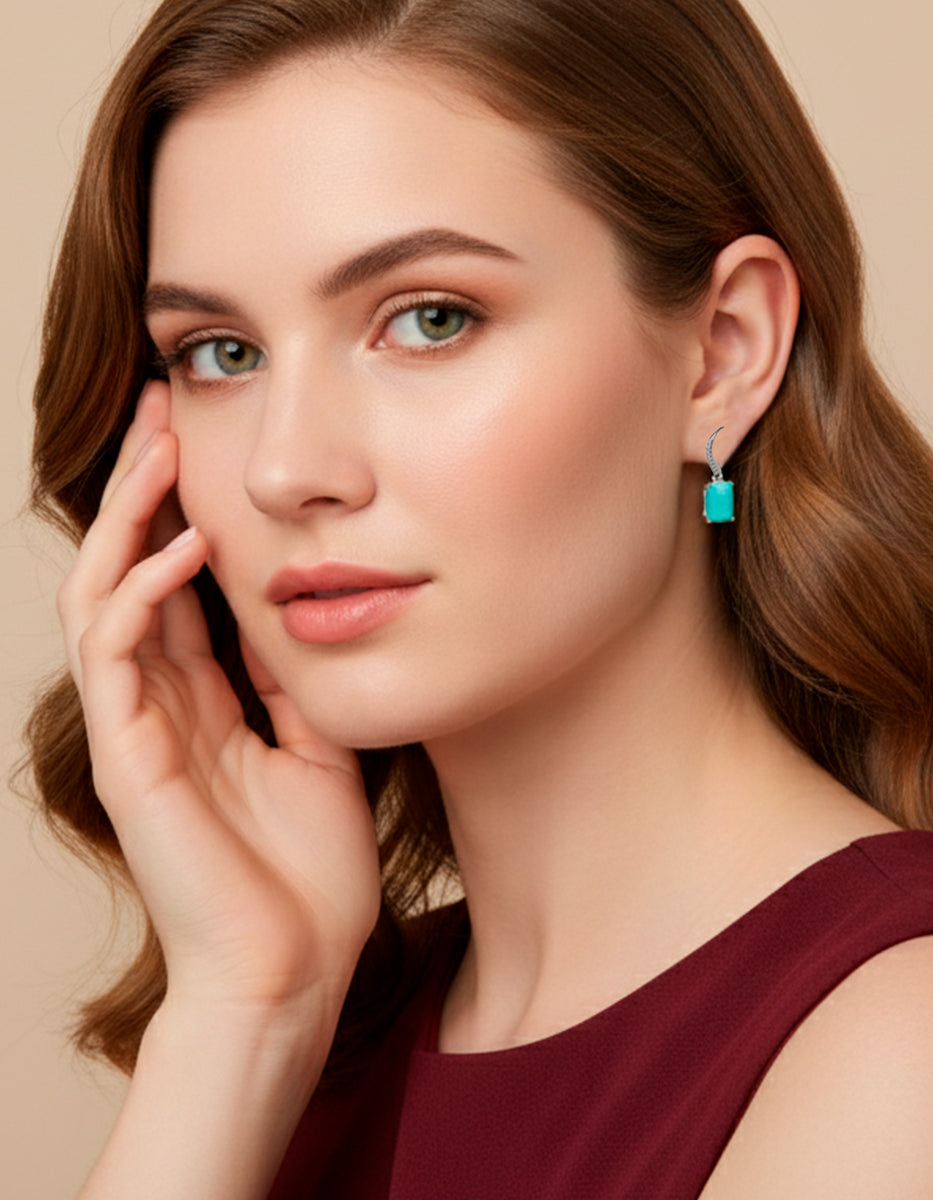 Pendientes de piedras Naturales paraiba Ave del Paraíso