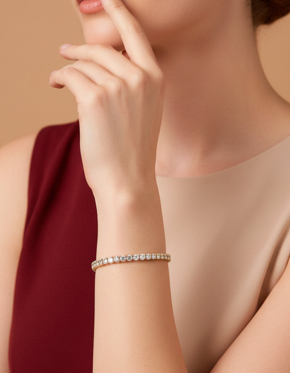 Pulsera tennis de plata engastada con circonitas blancas de corte redondo Steffi