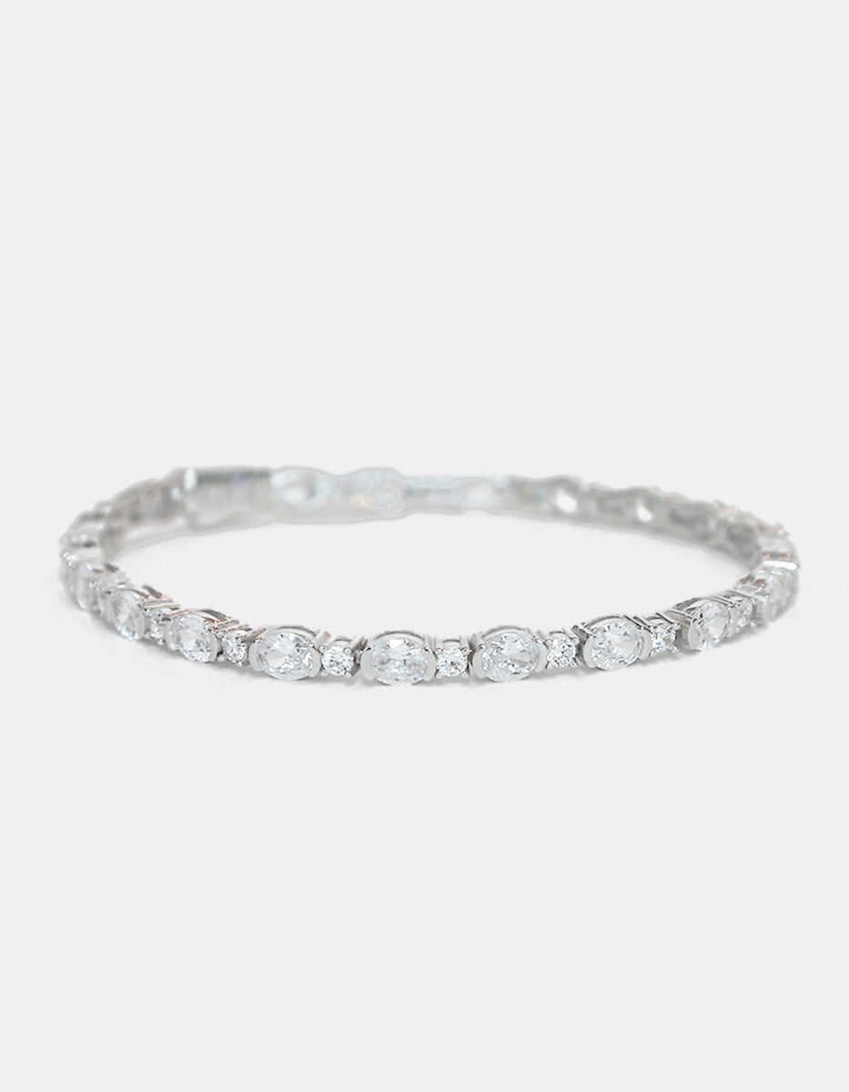 Pulsera tennis de plata engastada con circonitas blancas de corte redondo Steffi