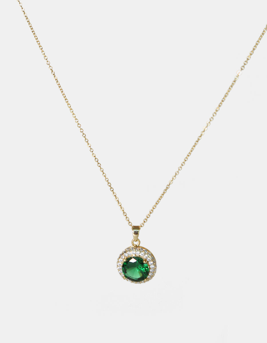 Set de Collar y Pendientes en Metales Nobles bañados en Oro de 18 Kilates con Esmeralda de Bombay Verde