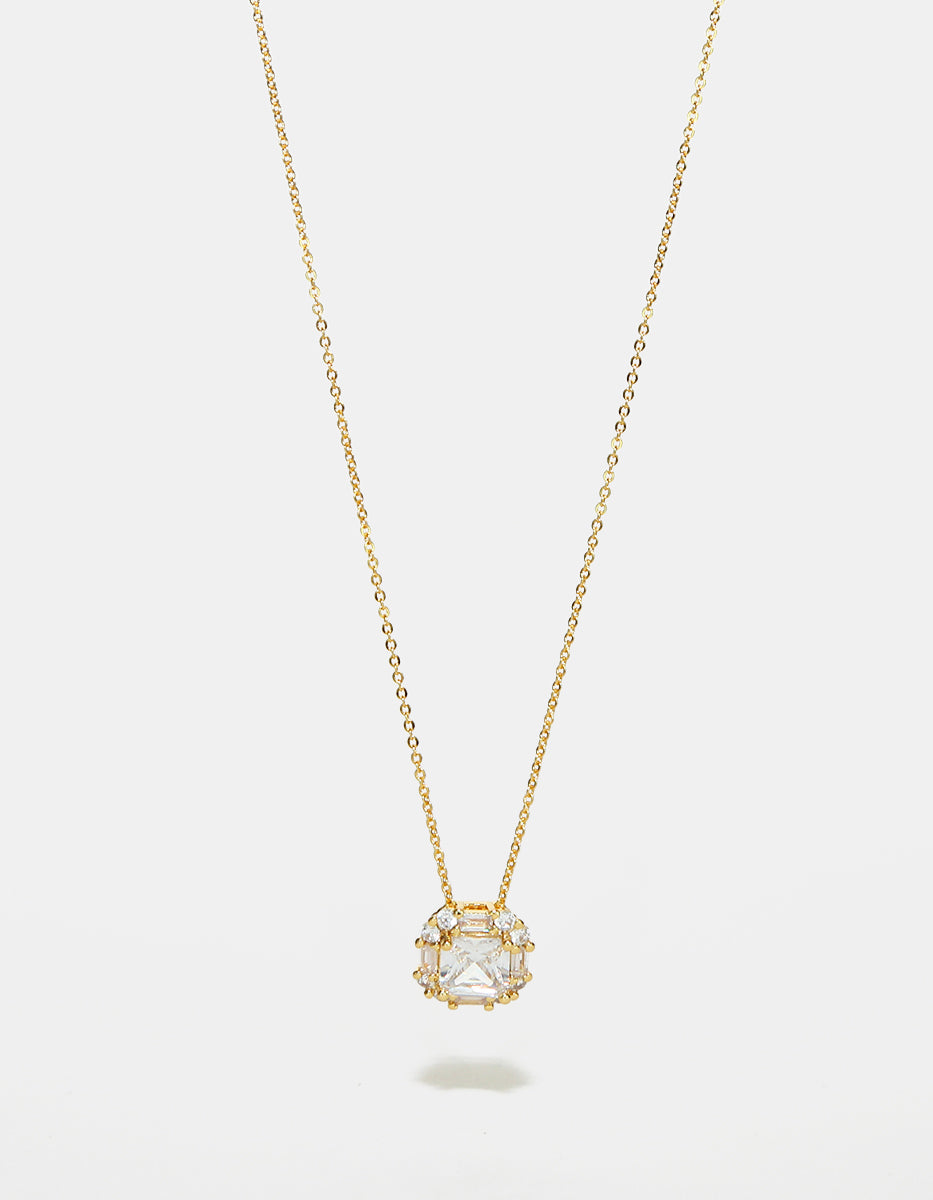 Set de Collar y Pendientes en Plata 925 bañados en Oro de 22 Kilates con Topacios Blancos