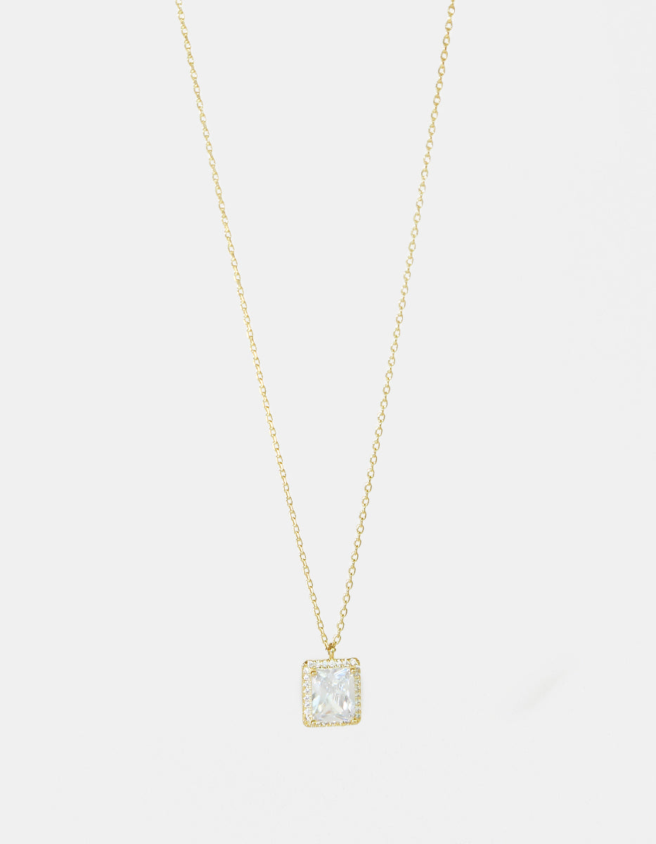 Set de Collar y Pendientes en Plata 925 bañados en Oro de 22 Kilates con Topacios Blancos