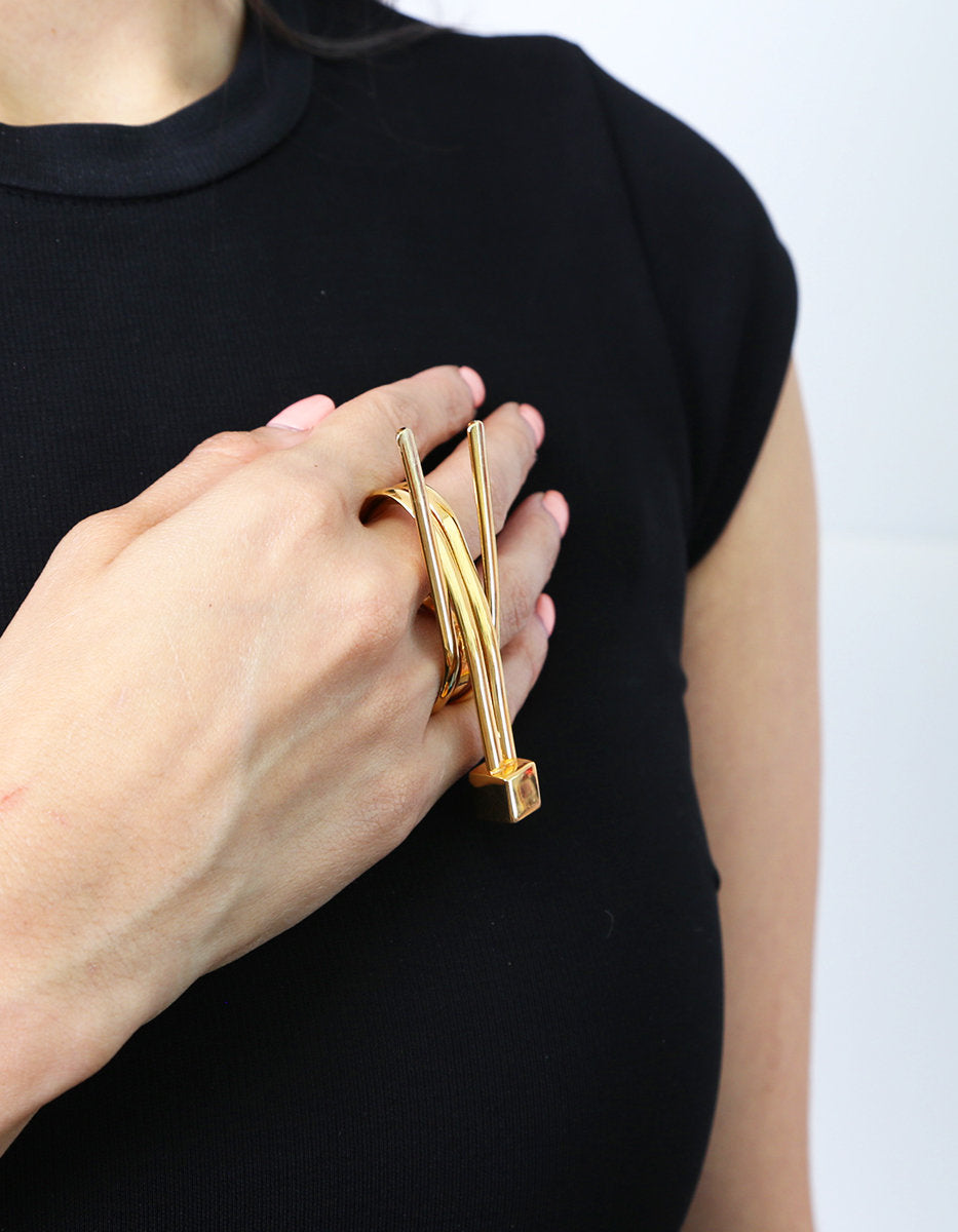 Pendientes bronce baño oro 22 kt Mexican Geometry