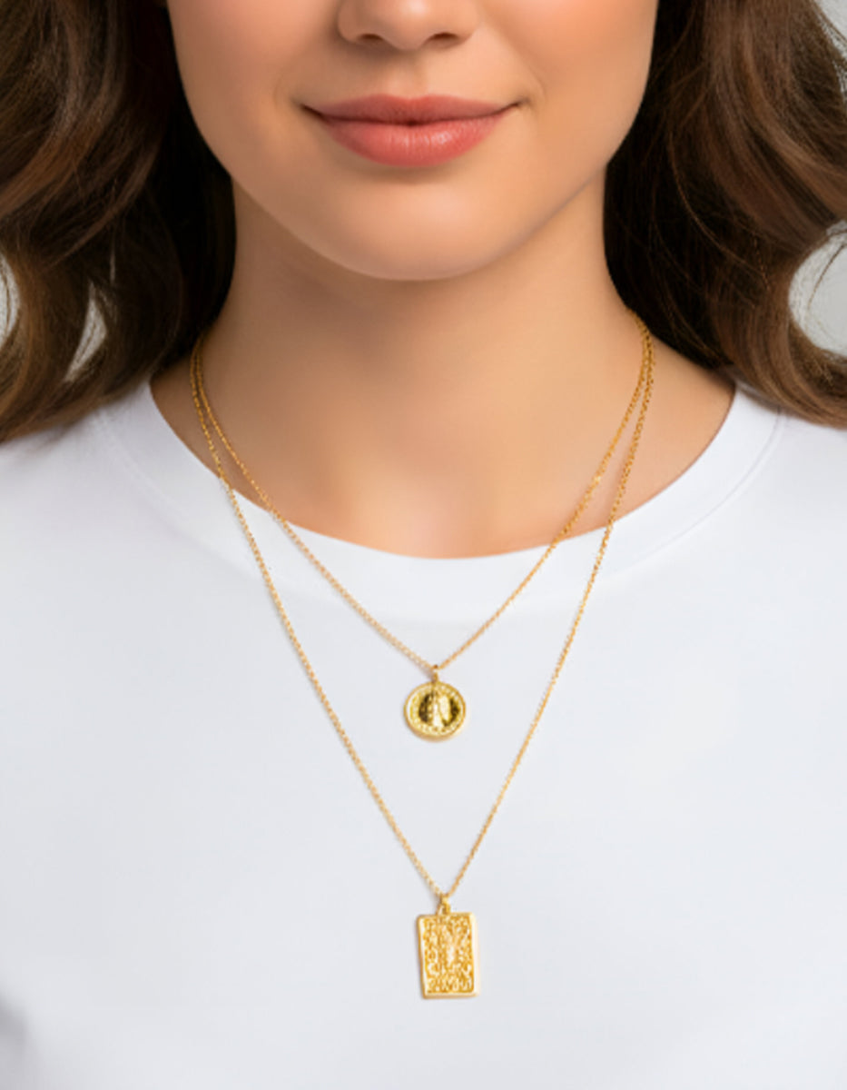 Collar moneda auténtica con corazón en marco Memorias