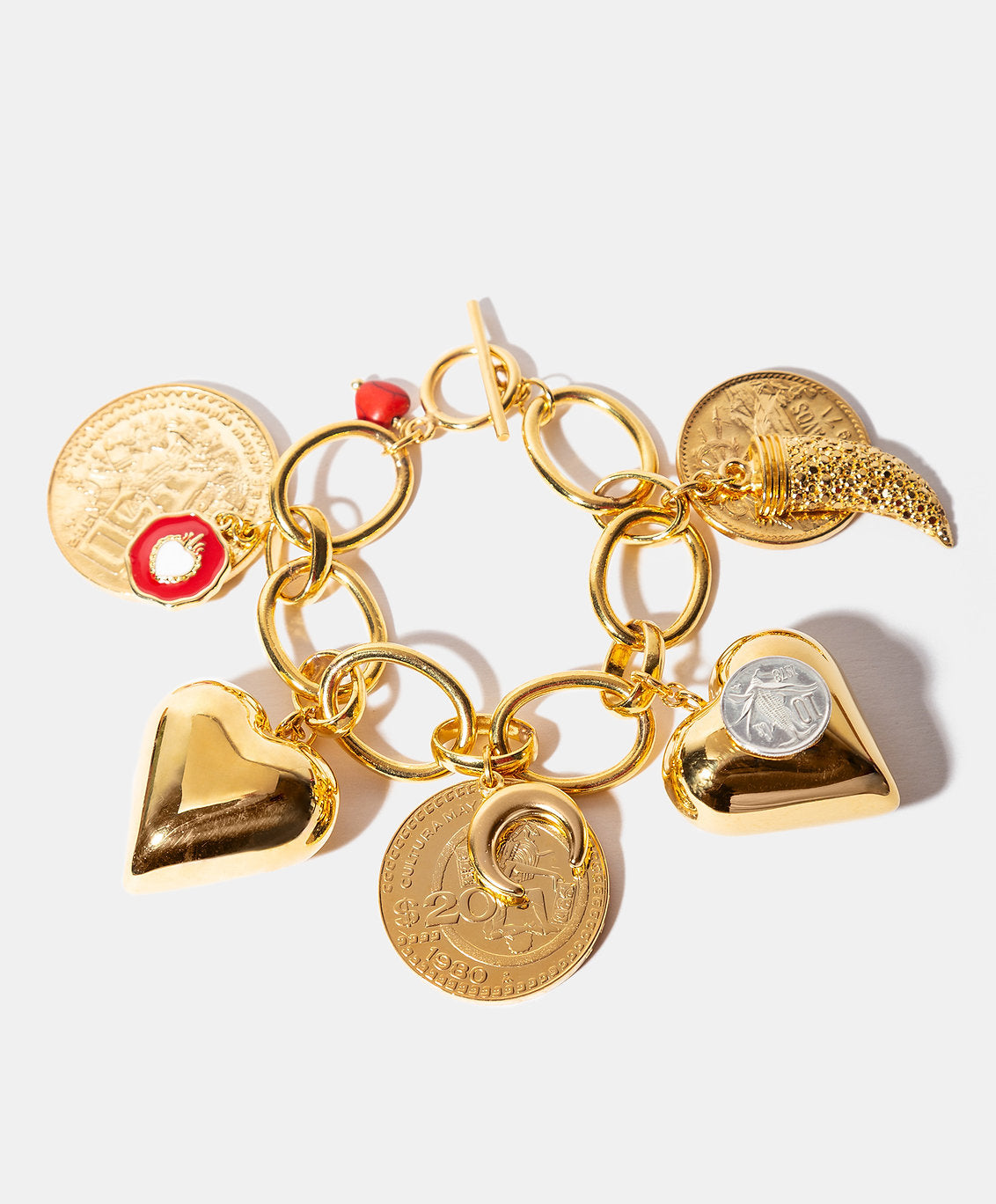 Pulsera monedas auténticas corazones Memorias
