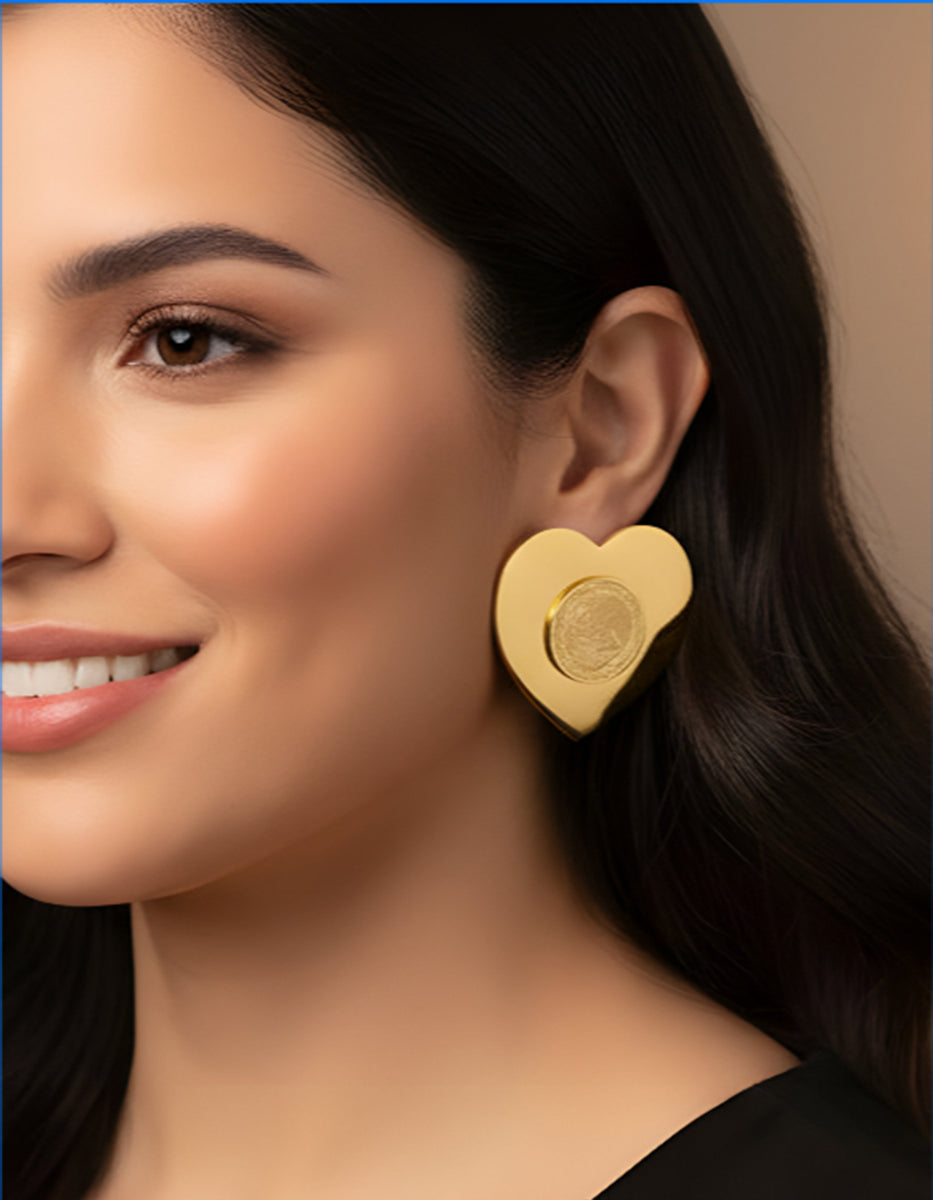 Pendientes moneda auténtica corazón Memorias