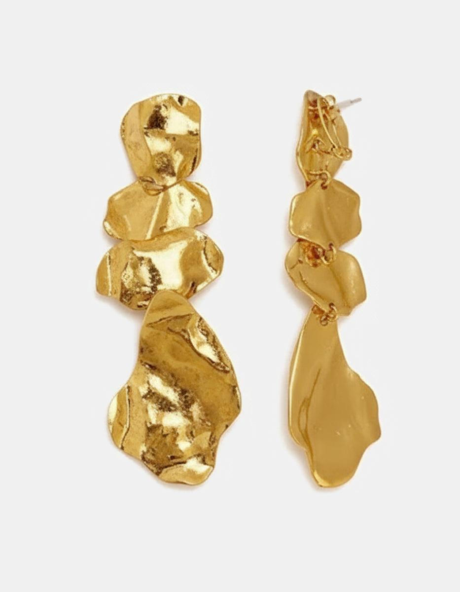 Pendientes Oro laminado hojuelas martelinadas Golden Chic