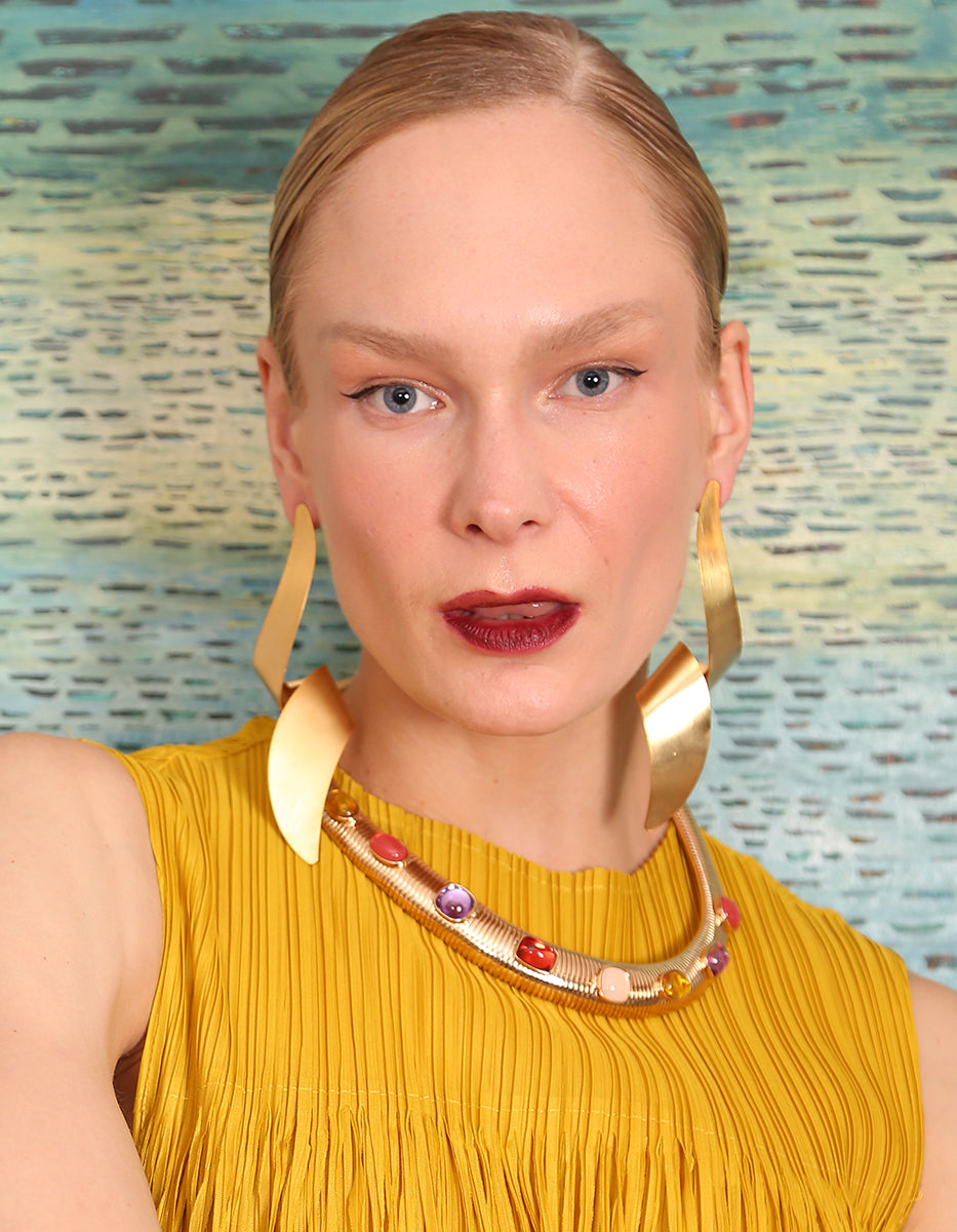 Pendientes Oro laminado mate movimiento espiral Golden Chic