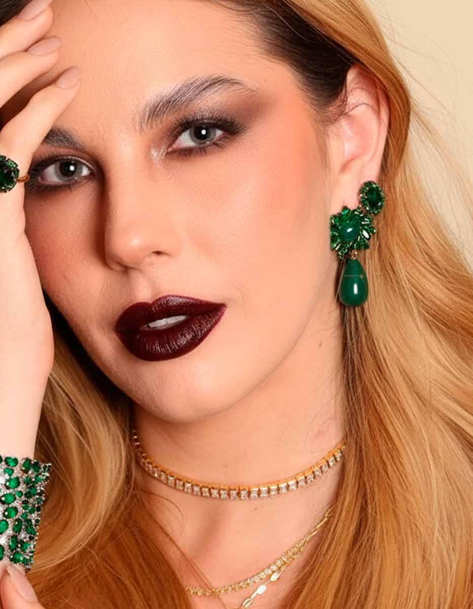 Broqueles esmeralda de bombay Luxury Color